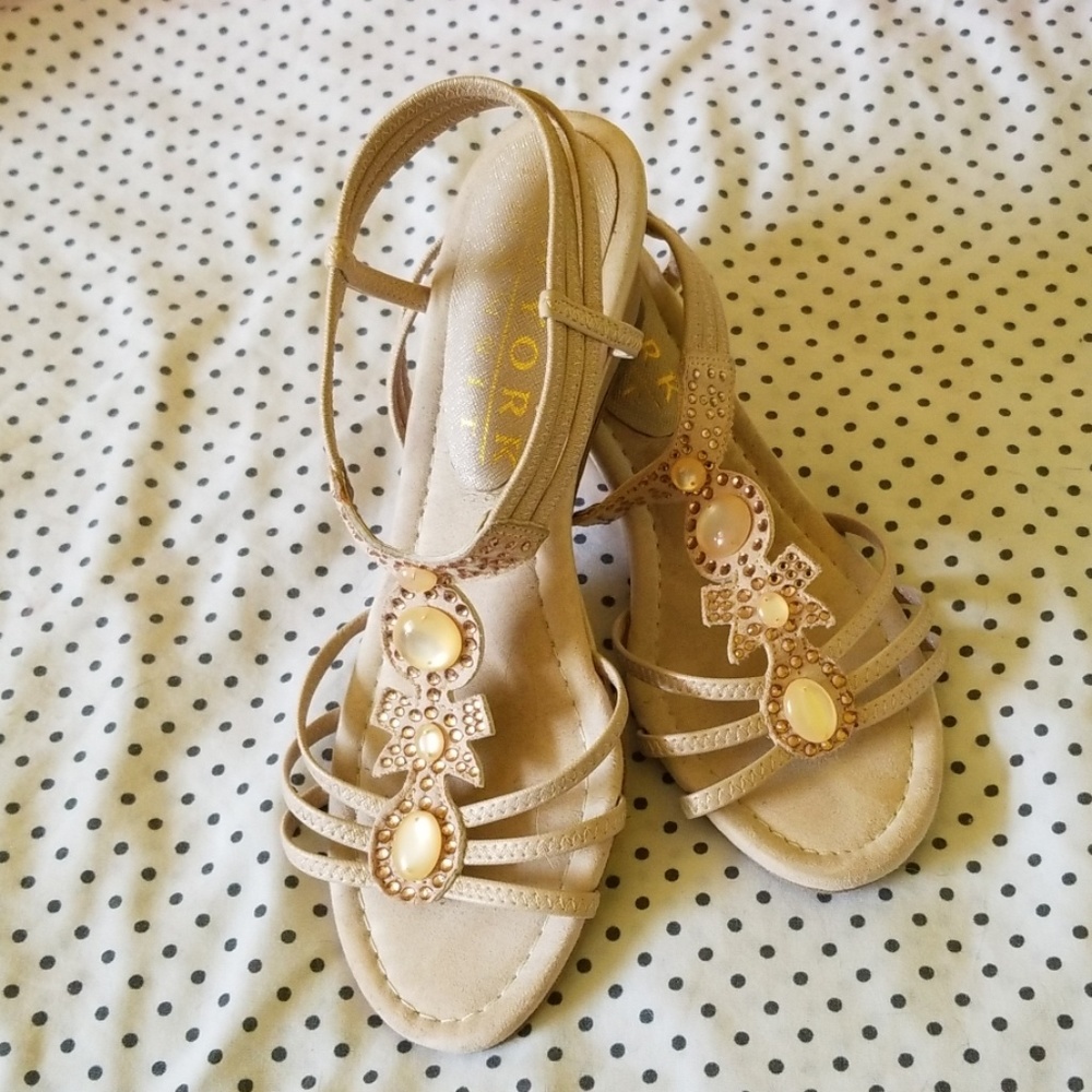 Blush wedge heel sandals